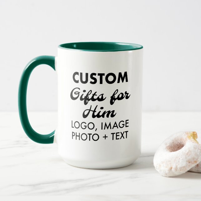 Custom Gifts for Him Hunter Green Combo Mug 15oz. (With Donut)