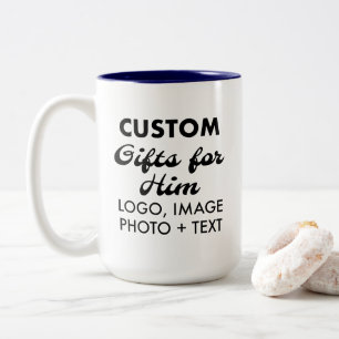 Custom Gifts for Him Navy Blue Two-Tone Mug 15oz.