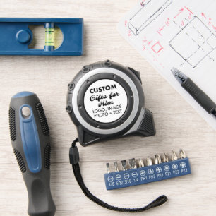 Custom Gifts for Him Silver Black 16' Tape Measure