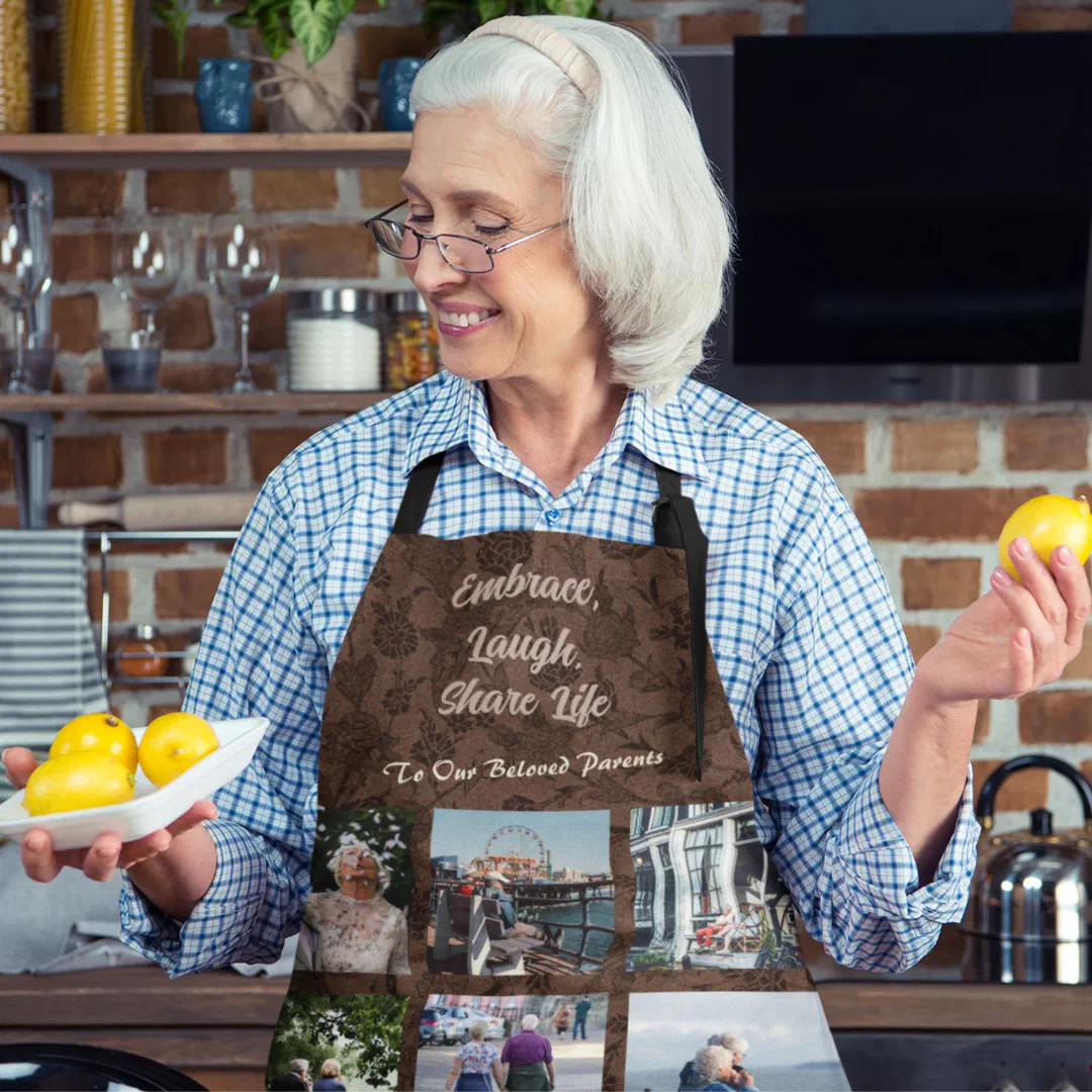 Custom Gifts for Older Parents Couples Brown Apron (Custom Gifts for Older Parents Couples)