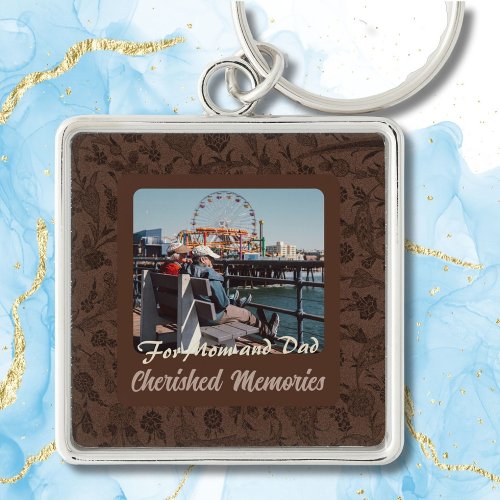 Custom Gifts for Older Parents Couples Brown Keychain