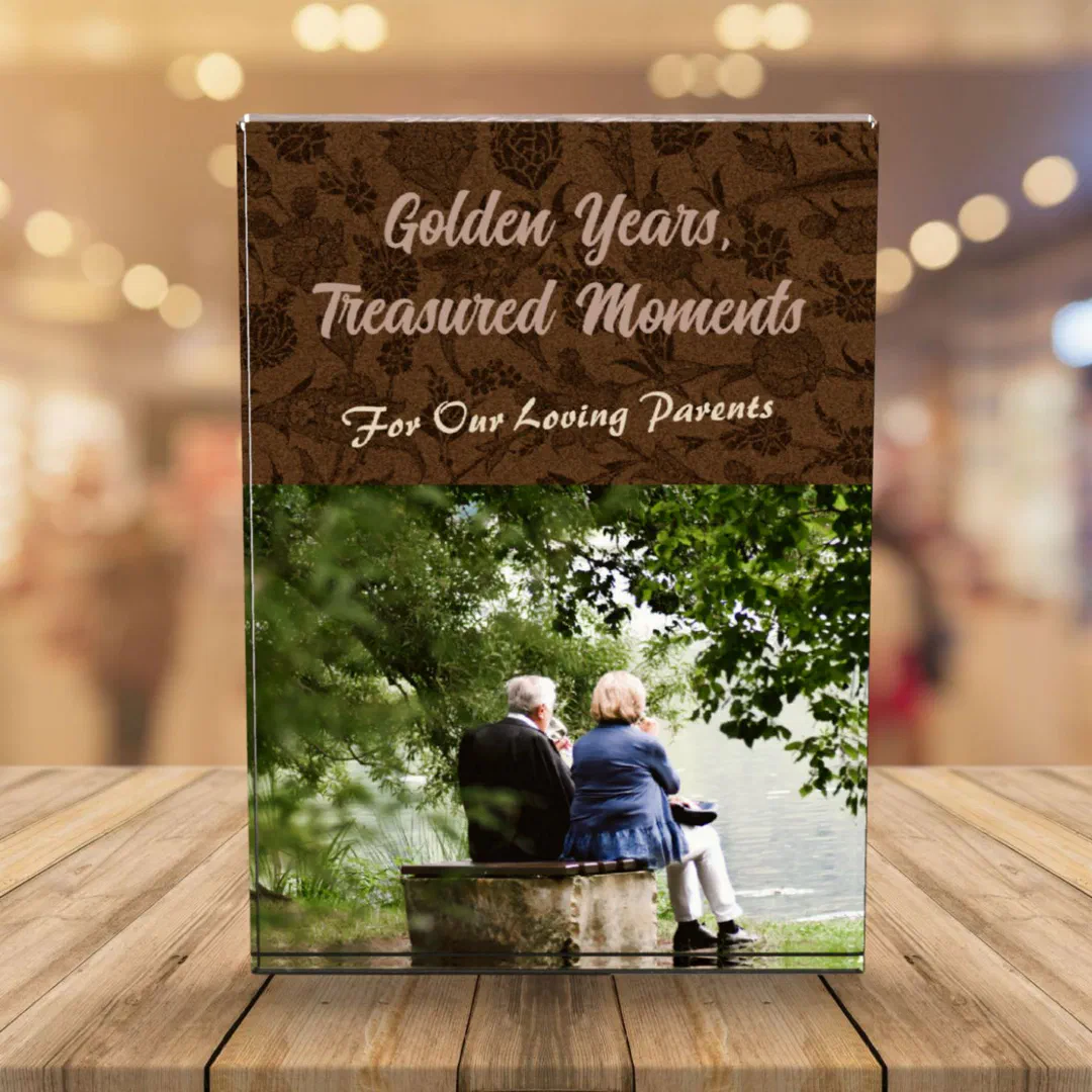 Custom Gifts for Older Parents Couples Brown Photo Block (Personalized Gifts for Older Parents Couples)