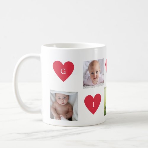 Custom Gigi 5 Photos Collage Hearts Grandmother Coffee Mug