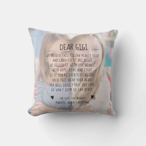 Custom Gigi Message Photo Chic Modern Mothers Day Throw Pillow