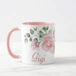 Custom Gigi Mug<br><div class="desc">Perfect gift for Gigiss with a beautiful pastel pink roses design on front and back.

Customize one side with 'Gigi' or another mom-type title,  and the other side with 4-5 kids names.</div>
