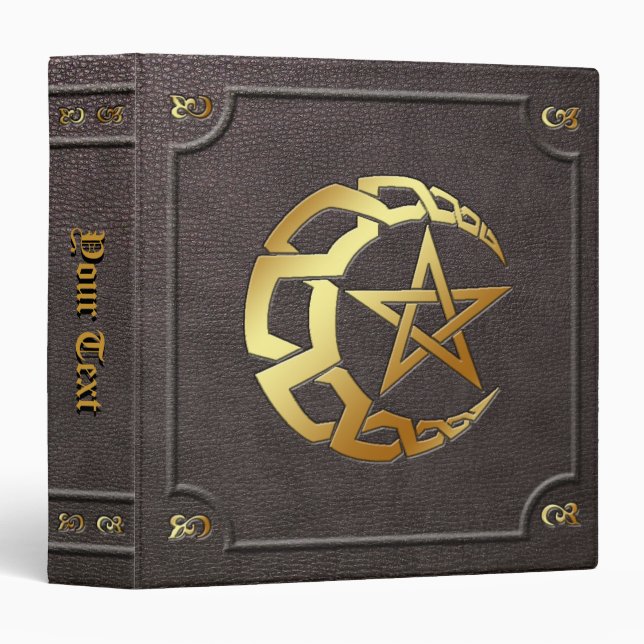 Custom Gilded Knotwork Moon Pentacle BoS Binder (Front/Spine)