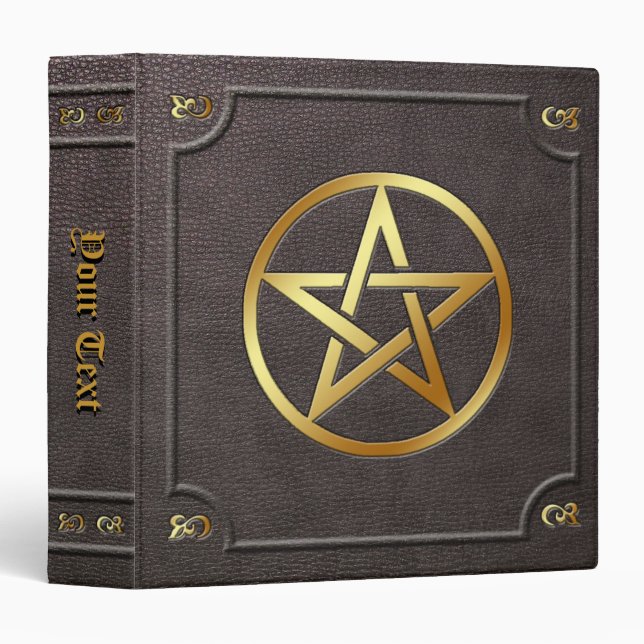Custom Gilded Pentacle Book of Shadows 3 Ring Binder (Front/Spine)