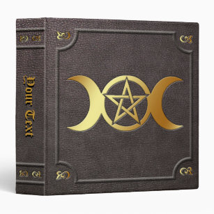 Custom Gilded Triple Moon Pentacle Book of Shadows Binder