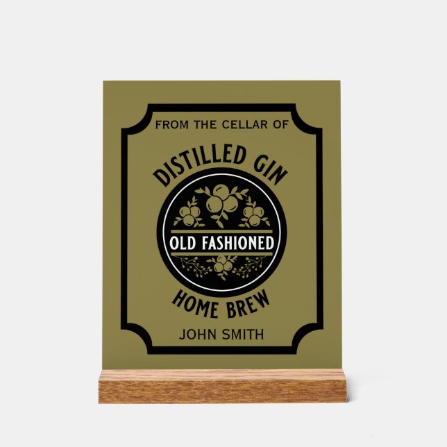 Custom Gin Bottle Acrylic Sign (Front)