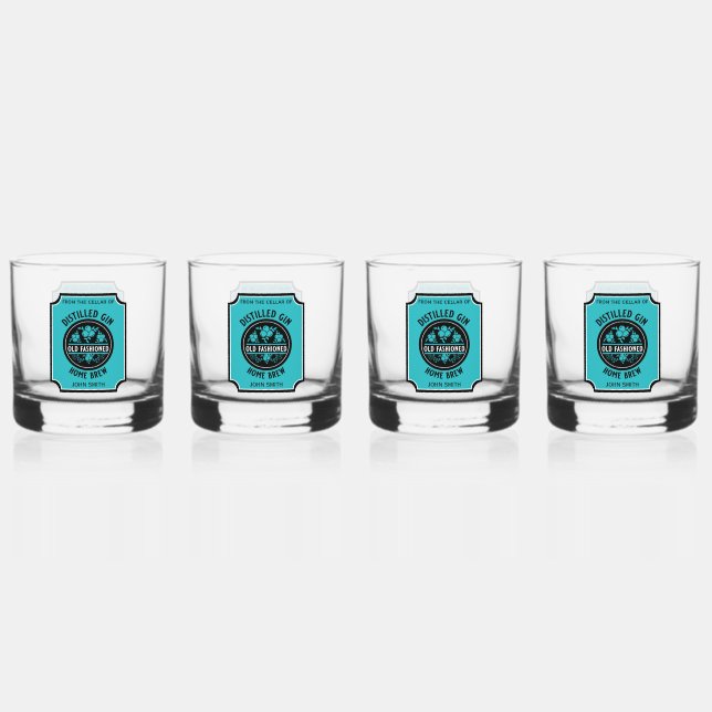 Custom Gin Bottle Whiskey Glass (Front)