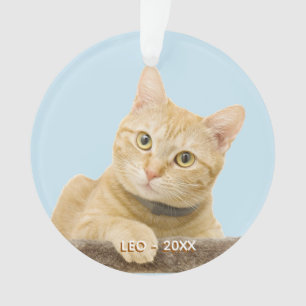 Custom Ginger Cat Photo Christmas Tree Ornament