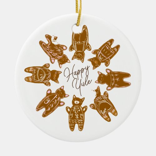 Custom Gingerbread Cats _ Hand Painted Ceramic Ornament