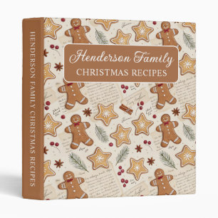 Custom Gingerbread Cookie Holiday Christmas Recipe 3 Ring Binder