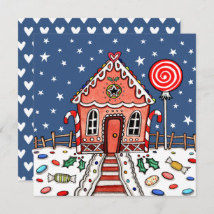 Custom Gingerbread House Christmas Invitation