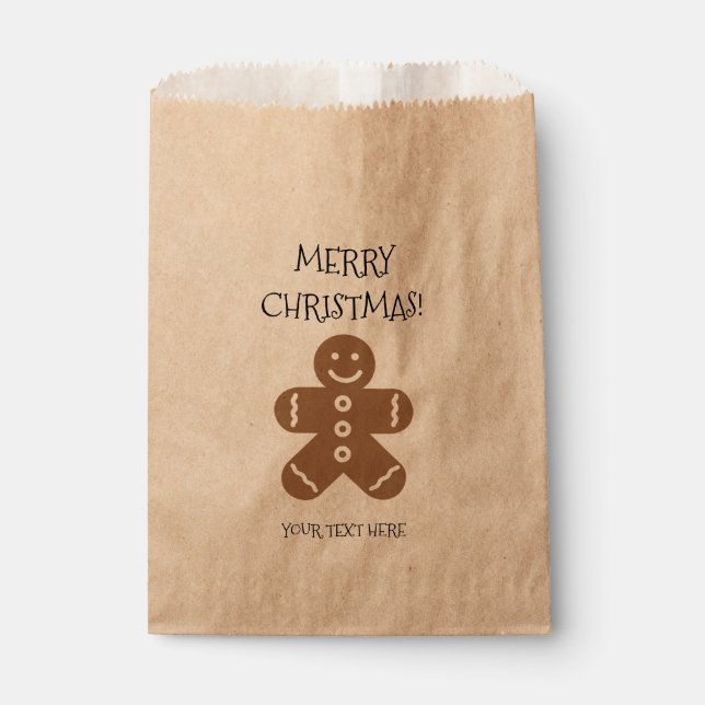 Custom gingerbread man Christmas party favor bags (Front)