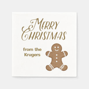 Custom Gingerbread Man Cookie Merry Christmas Napkins