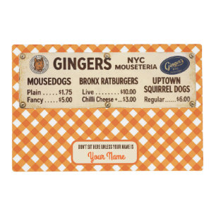 Custom Gingers NYC Mouseteria Feeding Placemat