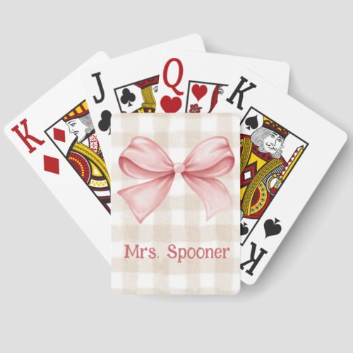 Custom Gingham  Coquette Bow  for Teachers Jumbo Poker Cards