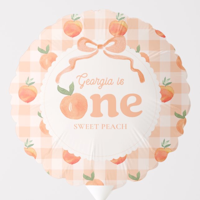 Custom Gingham Peach Balloon (Front)