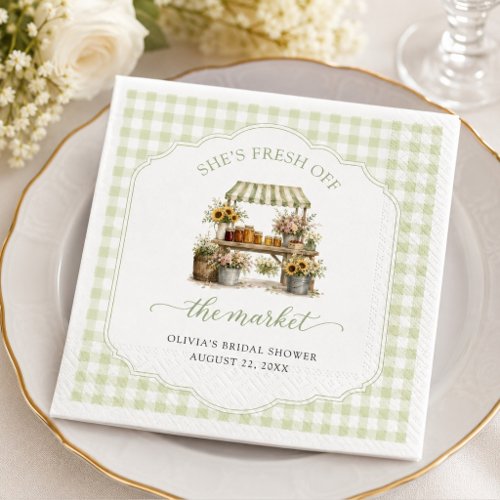 Custom Gingham She's Fresh Off The Market Napkins
