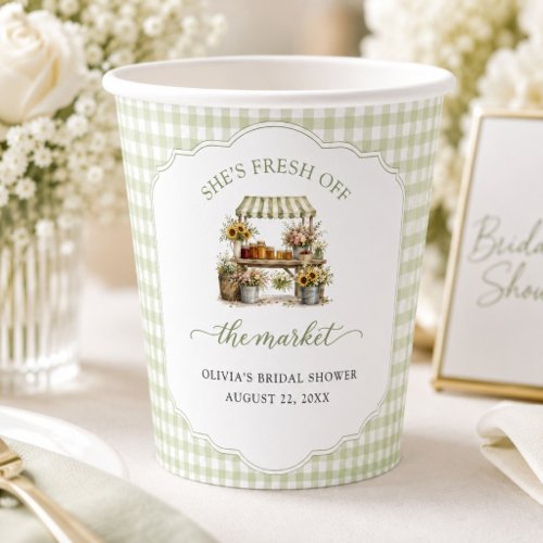 Custom Gingham She's Fresh Off The Market Paper Cups