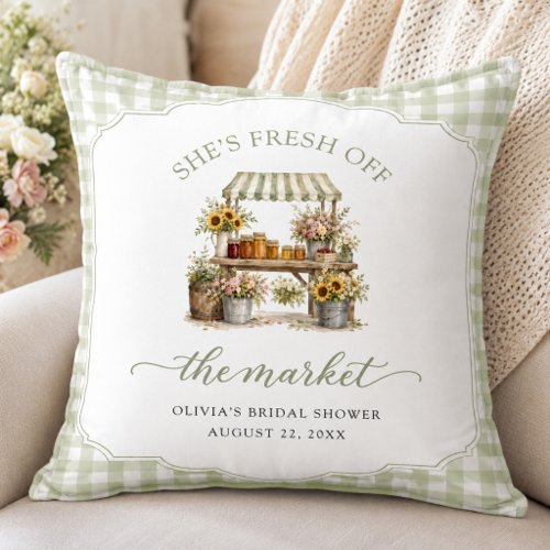 Custom Gingham She's Fresh Off The Market Throw Pillow