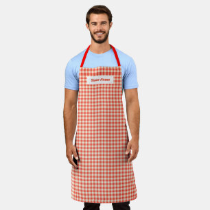 Custom Gingham Tartan Trendy Red Pastel Square Apron