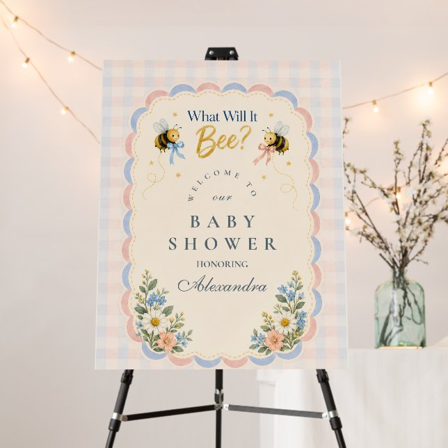 Custom Gingham What Will It Bee Foam Board (In Situ (Stand))