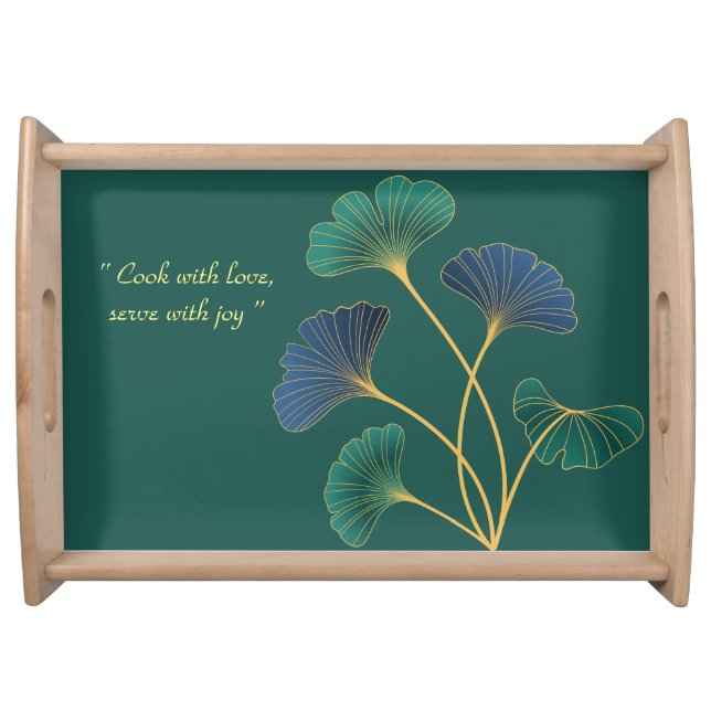 Custom Ginkgo Leaf Large Serving Tray (Front)