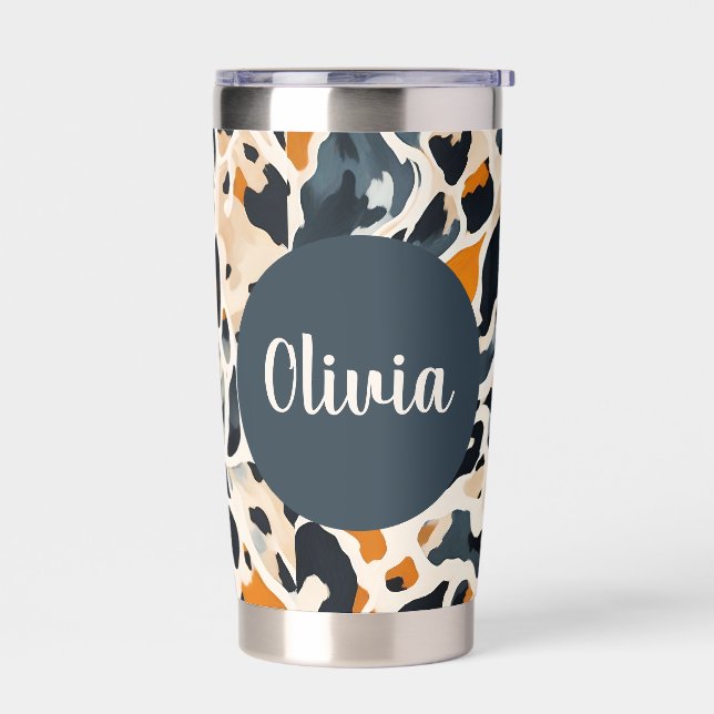 Custom Giraffe Animal Print Insulated Tumbler (Left)