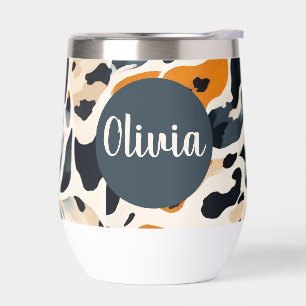 Custom Giraffe Animal Print Thermal Wine Tumbler