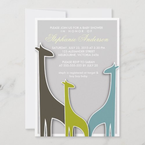 Custom giraffe baby boy shower invitation