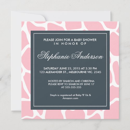 Custom giraffe baby shower invite