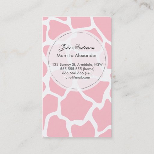 Customizable Custom giraffe mommy card business card templates