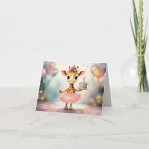 Custom Giraffe Pink Tutu Birthday Happy birthday Card