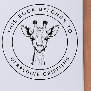 Custom Giraffe This Book Belongs To Kid's Name Self-inking Stamp