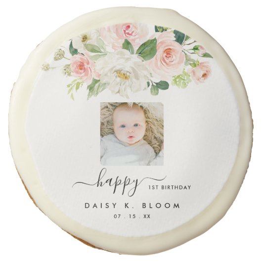 Custom Girl 1st Birthday Sugar Cookies (Front)