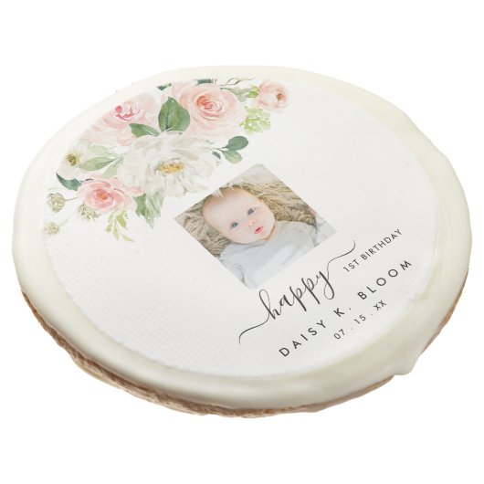 Custom Girl 1st Birthday Sugar Cookies (Angled)