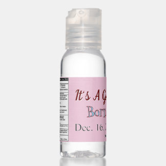 Custom Girl Birth Announcement Hand Sanitizer