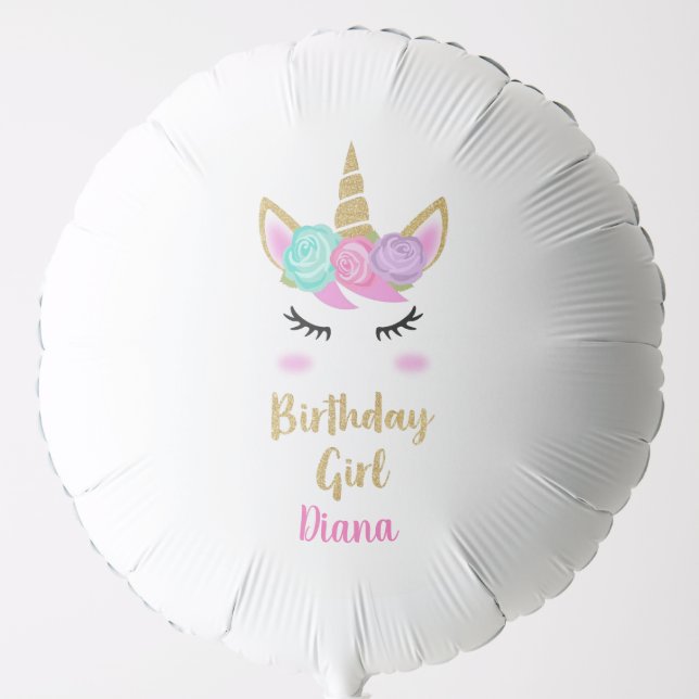 custom Girl birthday with unicorn Balloon (Front)