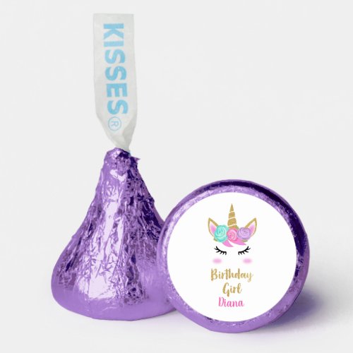 custom Girl birthday with unicorn Hersheys Kisses