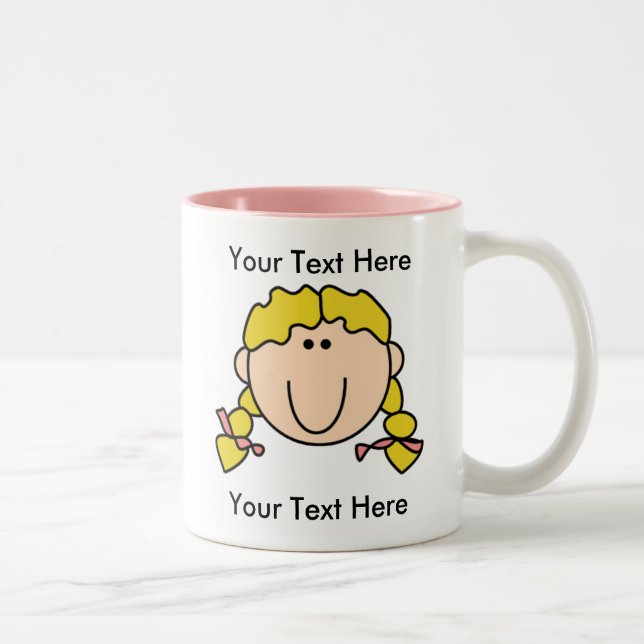 Custom Girl Blonde Braids Mug - Customizable (Right)