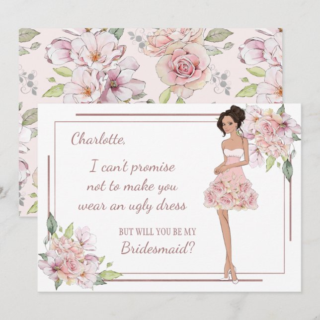 Custom Girl Bridesmaid Proposal Card (Front/Back)