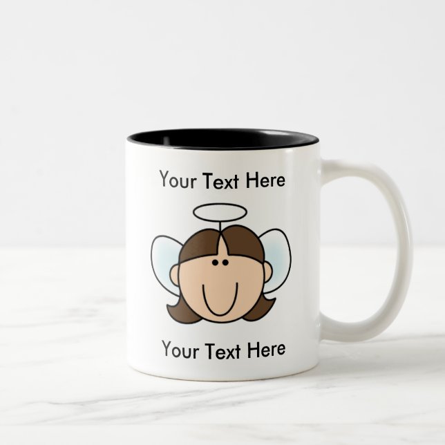 Custom Girl Brown Angel Mug - Customizable (Right)