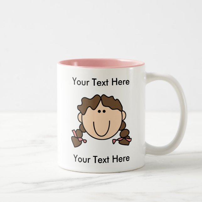Custom Girl Brown Braids Mug - Customizable (Right)
