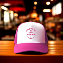 Custom Girl Captain Boat Nautical Anchor Pink Hat