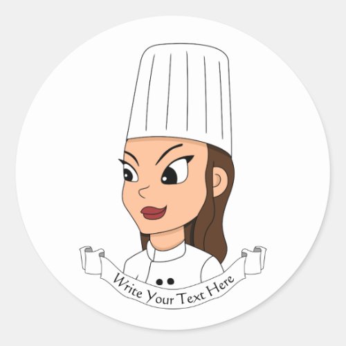 Custom girl chef classic round sticker