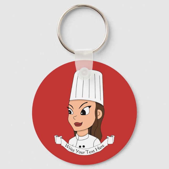 Custom girl chef keychain (Front)