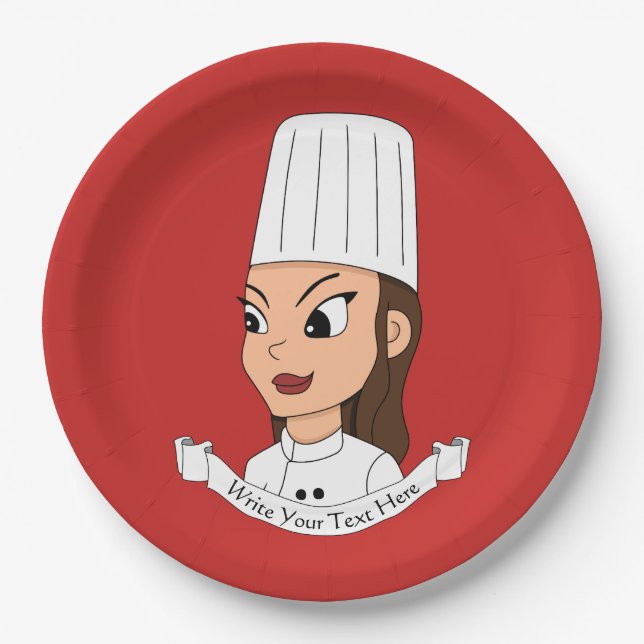 Custom girl chef paper plates (Front)