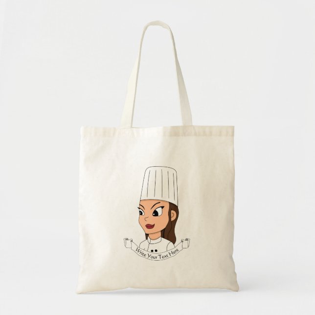 Custom girl chef tote bag (Front)